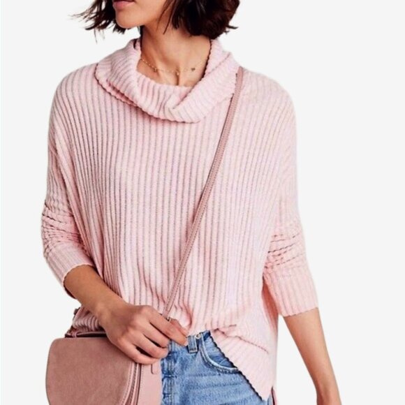 Maeve Anthropologie Pink Ribbed Cowl Neck Sweater Pullover Knit Top XS - Picture 10 of 10
